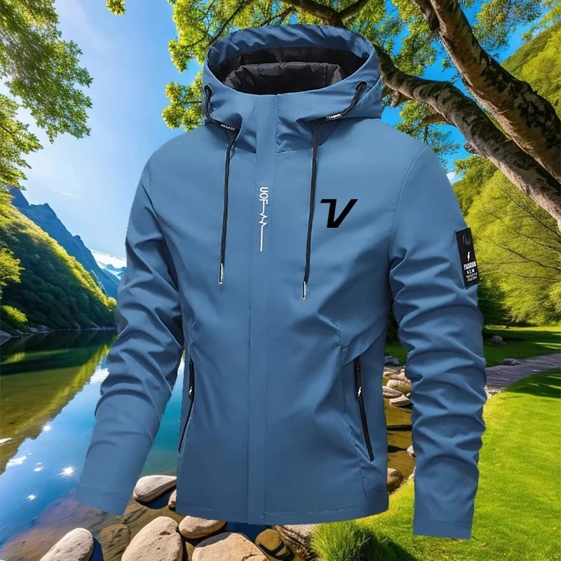Men's Waterproof Jacket, Lightweight, with Hood, for Outdoor, Windproof, for Hiking and Climbing