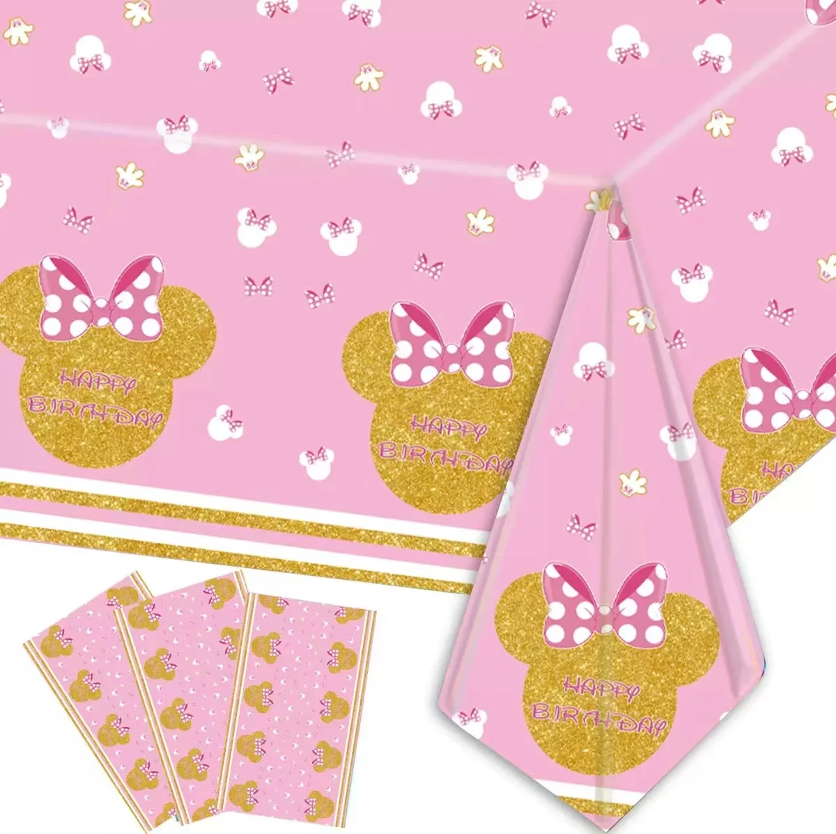 Disney Pink Minnie Mouse Theme Party Supplies tablecloth Cups Plates Napkin Kids Girls Baby Shower Birthday Party Decorations