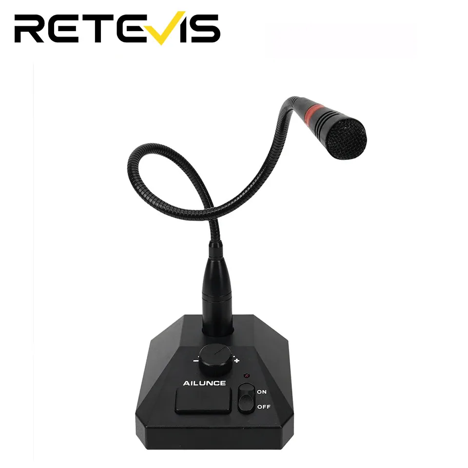 Retevis Aliunce SM01 Desktop Microphone For Walkie Talkie RT622 RT3S HD1 RA685 RT95 Two-Way Radio Handheld Mic 2pin / GP328plus