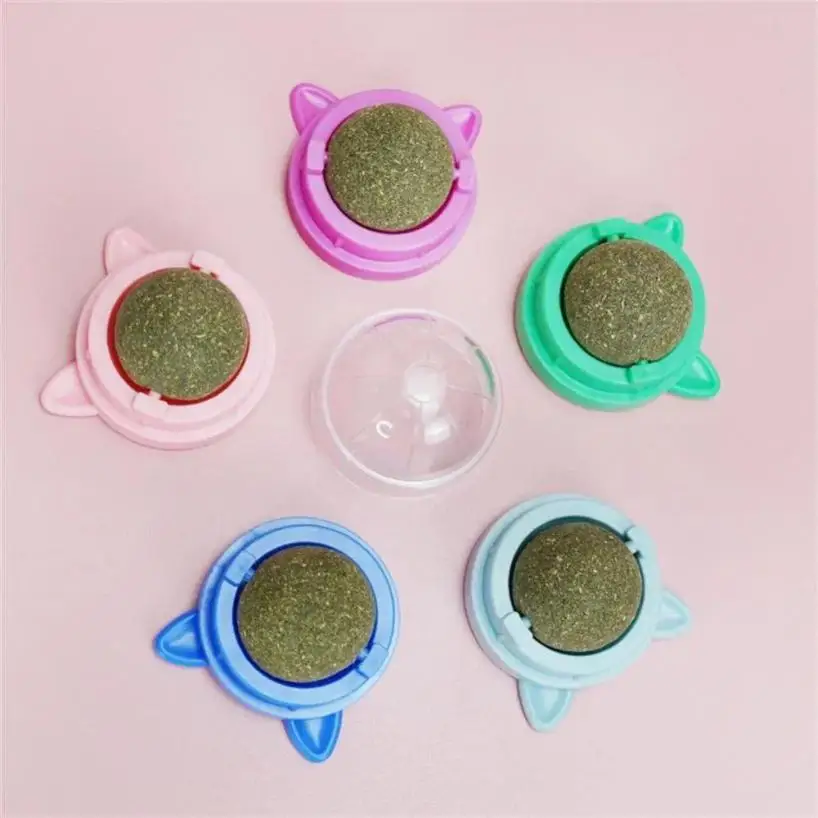 1 Pcs Natural Catnip Cat Wall Stick-on Ball Treats Healthy Natural Removes Hair Balls To Promote Digestion Pet Cat Grass Snacks
