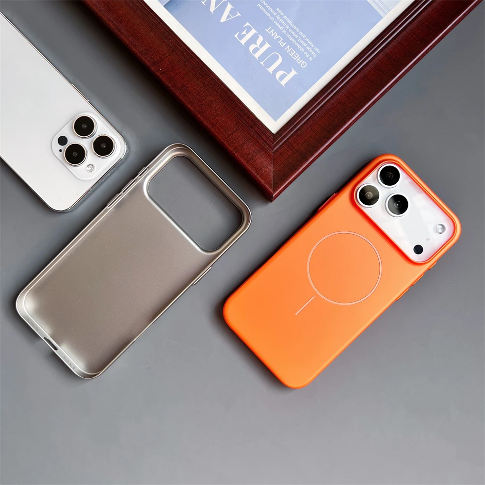 Plating Matte Magnetic Hard Case For iPhone 17 18 16 15 14 13 12 Pro Max Plus Air For Magsafe Wireless Charging Shockproof Cover