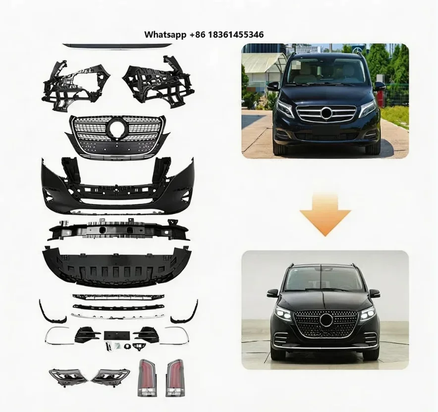 For 2016-2024 V-Class W447 V200/V300 Upgrade Body Kit with Tow Hook Front/Rear Bumper Parts YEAR New Convert Kit