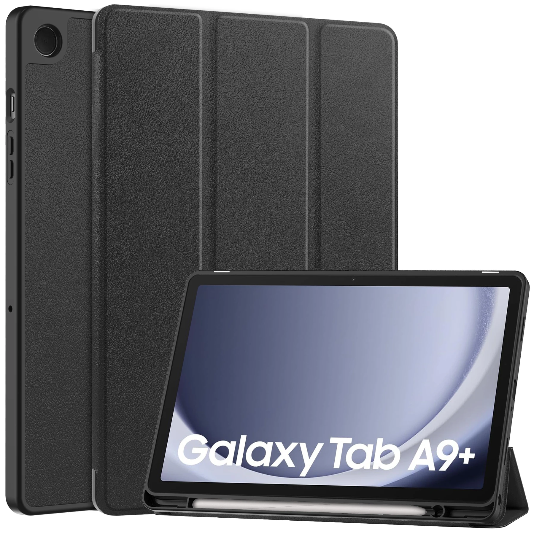 Cover For Samsung Galaxy Tab A9 Plus SM-X216 SM-X210 SM-X218 Tablet Tri-fold TPU Pen Slot Leather Case