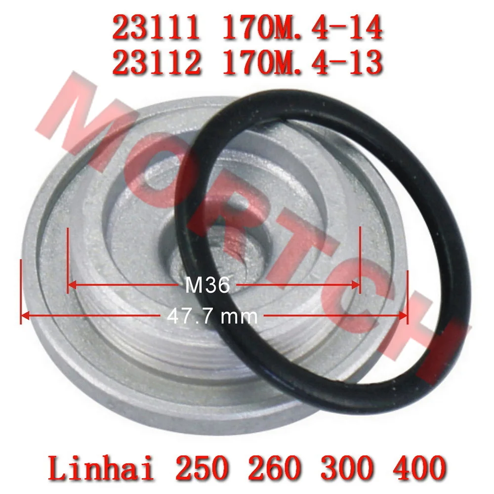 Oil Filter Cap 35.8mm Drain Plug with O-Ring for Linhai 250 260 300 YP250 169mm/170mm Liquid Cooled 4-Stroke Engines