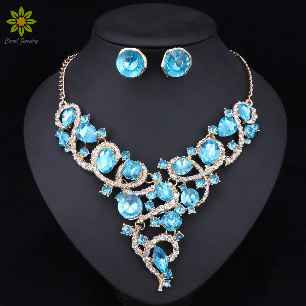 Fashion Brand Jewelry Sets Gold Color Necklace Sets High Quality Wedding Jewelry Party Gifts Bright Colors New