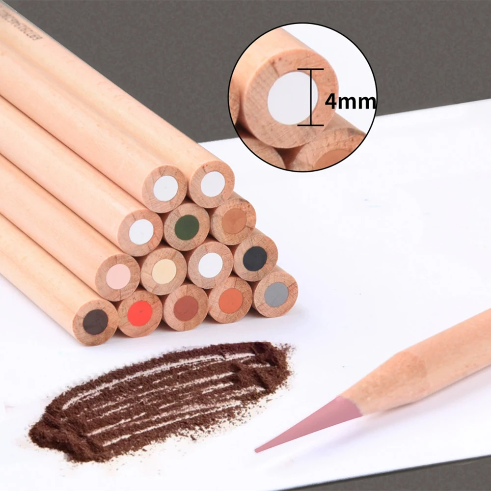 6 Stück weiße Kohle-Skizzenbleistifte, 12 Farben Buntstifte zum Skizzieren – Detail 4