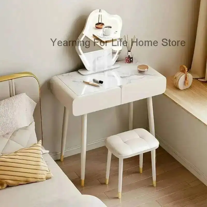 

Mirror Makeup Table Aesthetic Luxury Modern Dressing White Dressing Table Stylish Chair Tocador Maquillaje Con Espejo Furniture