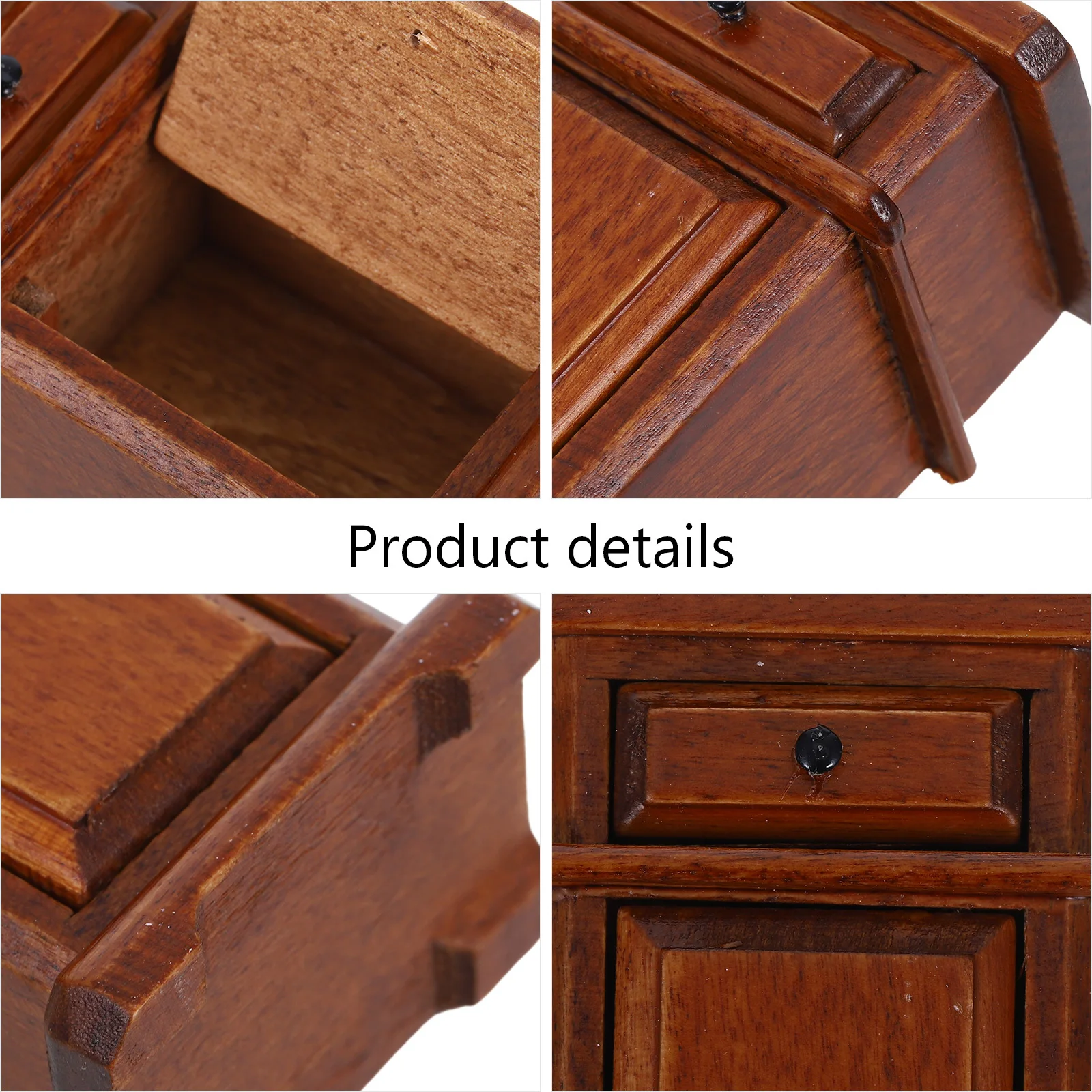 Miniature Wooden Nightstand Small Bedside Table Vintage Sideboard Dollhouse Bedroom Furniture Miniature Scene Bedside Dresser