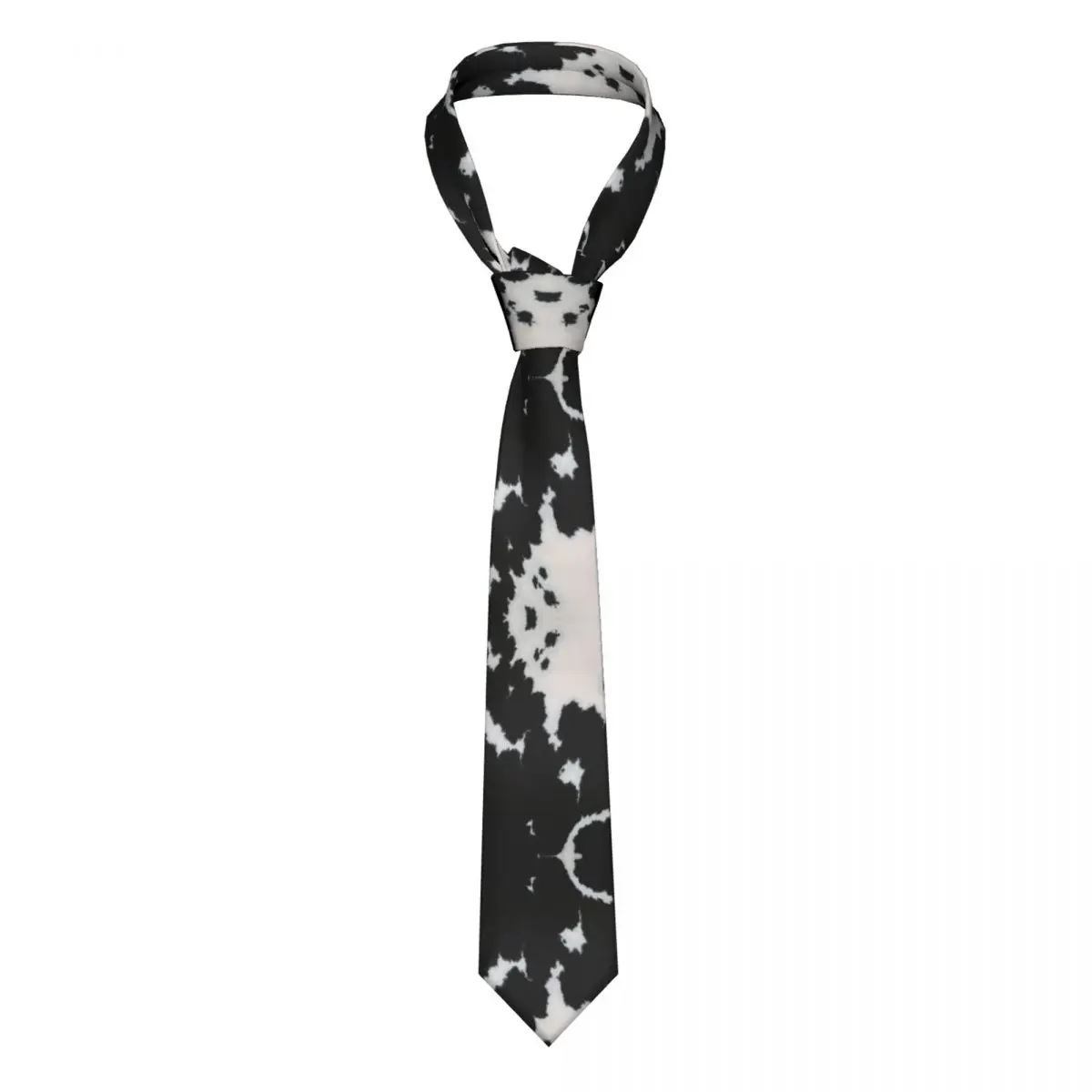 

Custom Black Spotty Cowhide Animal Pattern Tie for Men Classic Fur Hide Skin Leather Silk Business Necktie