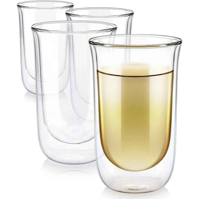 

Tulip Insulated Glasses for Tea, Coffee and other Beverages - Double Walled Borosilicate Glass Keeps , 12 oz (Set of Four)