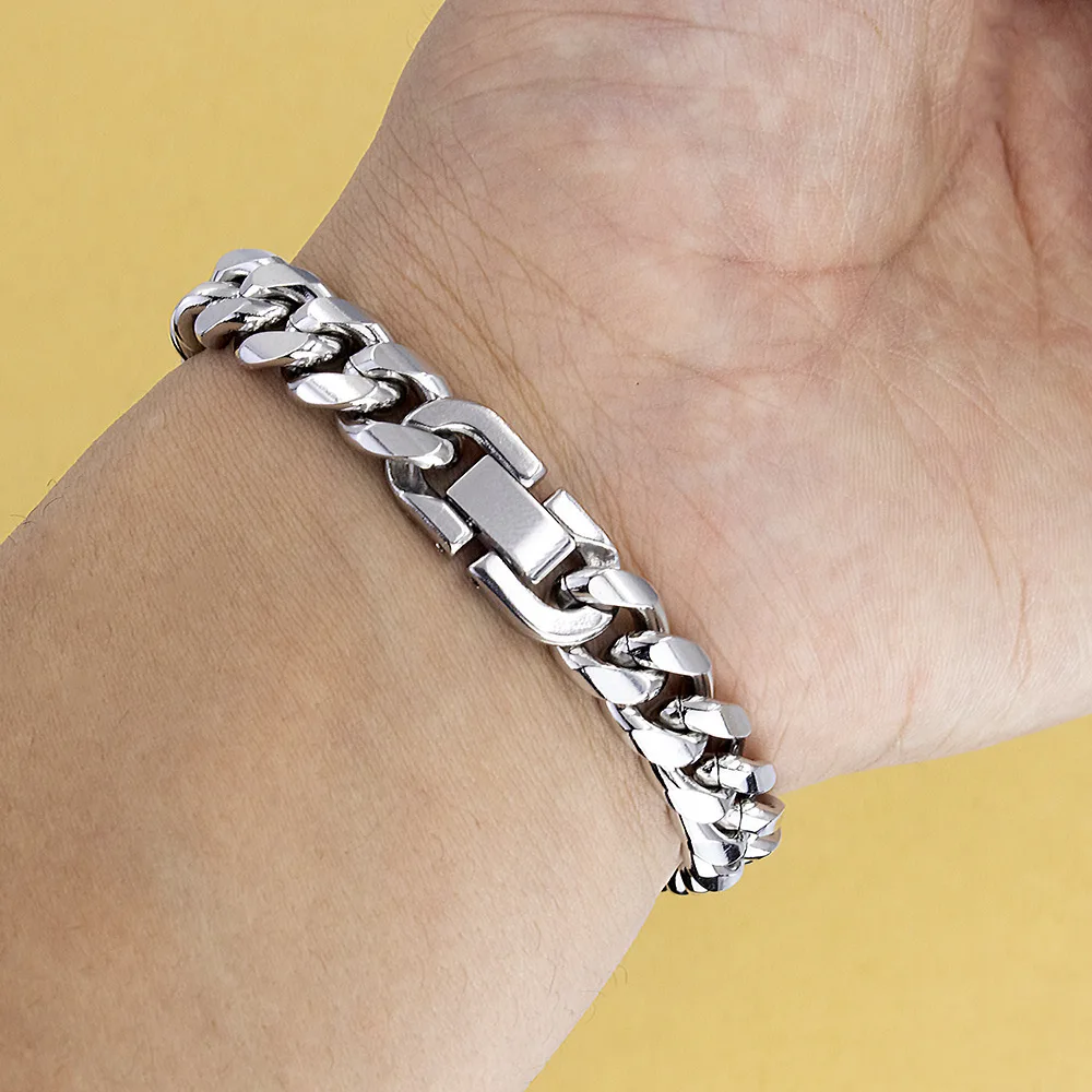 HNSP 316L Edelstahl Kubanische Gliederkette Halskette für Herren Minimalistischer Stil Wasserdichter Schmuck Accessoires Schwere Ketten für Männer – Detail 6