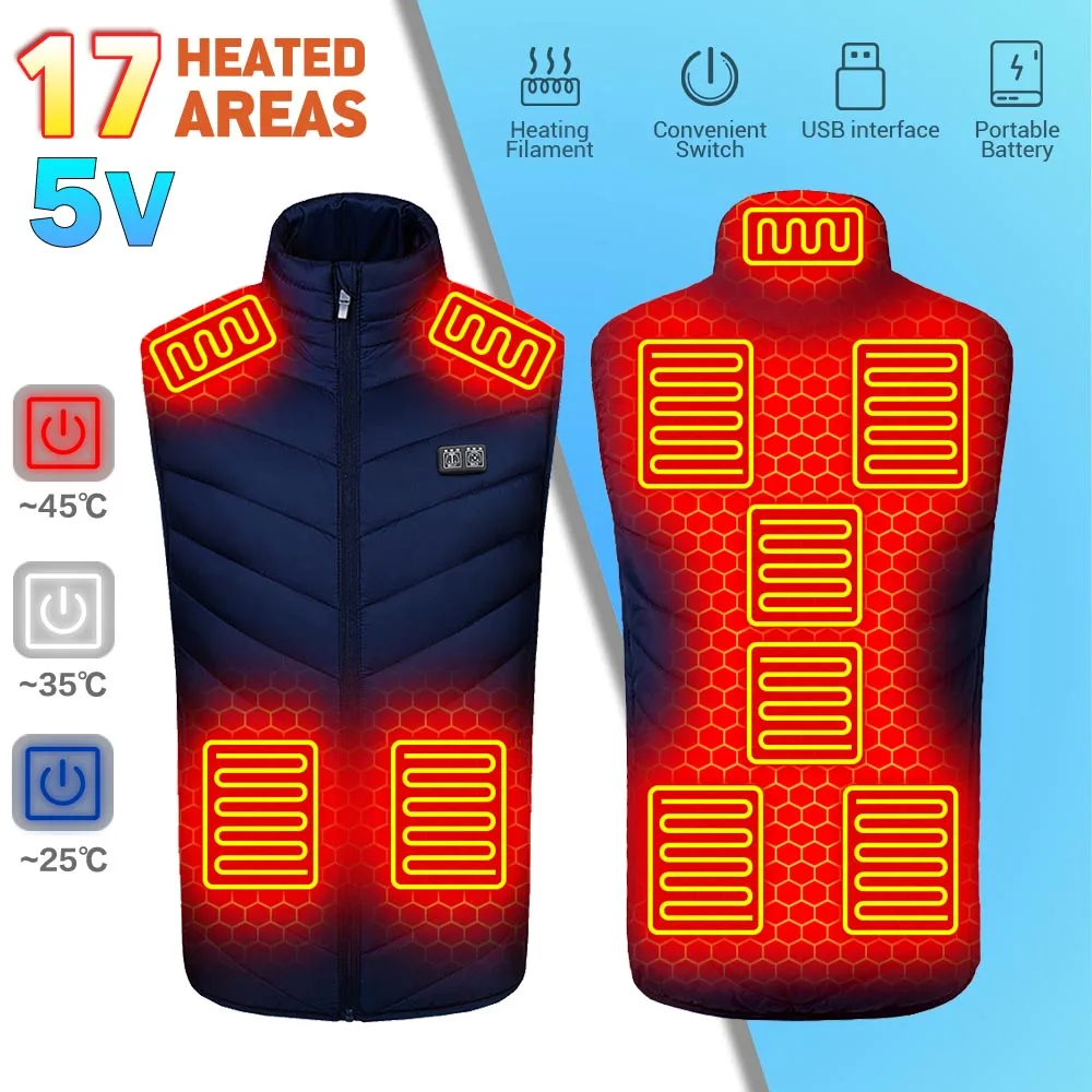 

Winter Warm Men Jacket smart Heated Vest USB trekking Electric Heating Jacket Body Warmer Heating Pad hunting heated vest Jacket