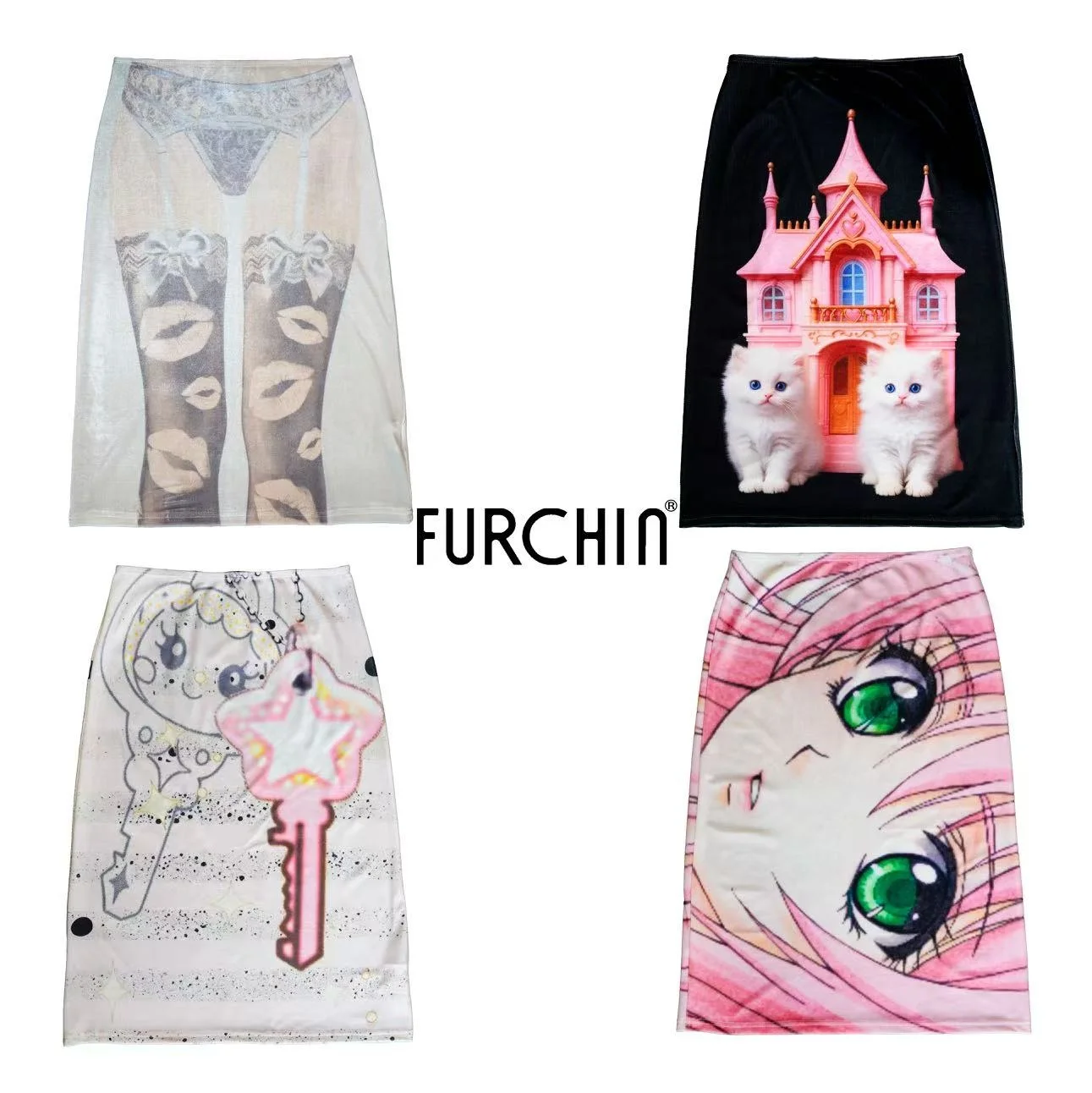 

Furchin AW25 Printed Elastic Velvet f Skirt Low Waist Novel Polyester Fiber Casual Sle Straight Cut Winter Collection