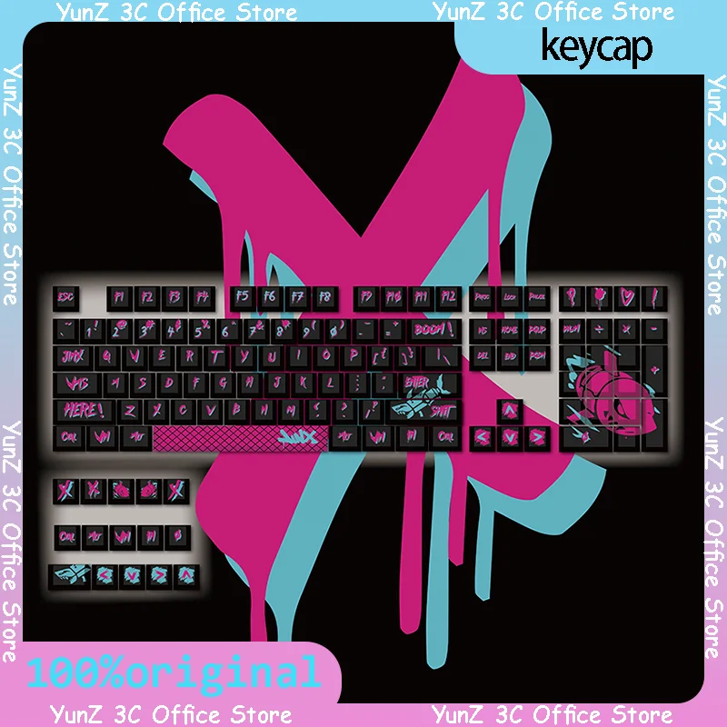 League of Legends themed keycaps Jinx thermal sublimation PBT keycapspersonalized gaming e-sportsLOL graffiti translucent