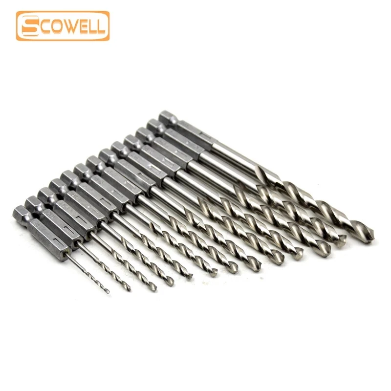30% Off 13Pack 1/4“inch Shank High Speed Steel Jobber Drilling Bits Set 1.5-6.5mm Twist Drill Bit Kit For Wood Metal Cutting