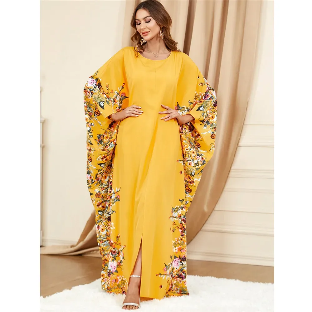 Ramadan Eid Abaya musulmano Donna Manica a pipistrello Maxi abito ampio Dubai Turchia Caftano Islam Abito abito africano Dashiki Caftano Kebaya