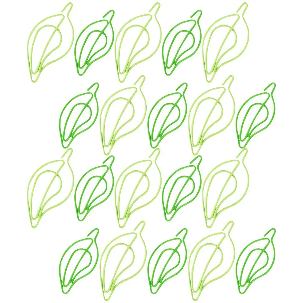 30 Pcs Shaped Paper Creative Small Metal Creative Paper Clips Document Clips Green Color Office Stationery Supplies