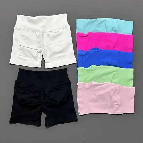 Imagen 2 del producto HISTELLO-pantalones cortos de impacto para mujer, pantalones cortos de Yoga de 4,5 "", sin costuras, cintura baja, mallas de gimnasio, pantalones cortos deportivos elásticos para entrenamiento y Fitness