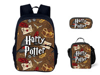 Elementary Children School Book Bag with Insulated Lunch Box,Pencil Case Set,Harry Potter 3 in 1 Casual Backpack