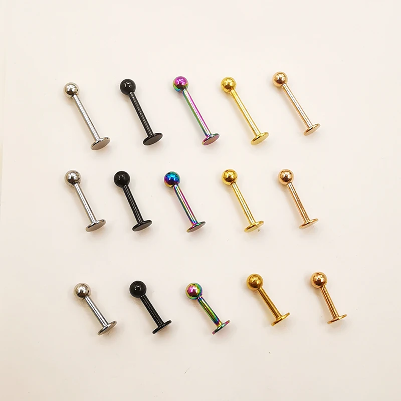20 Pcs/Lot 16G Stainless Steel Ball Labret Lip Ring Nose Ear Bar Stud for Woman Man Unisex Body Piercing Jewelry Wholesale