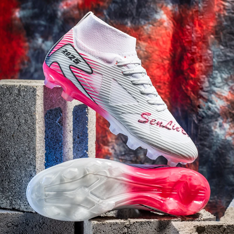 

New Men High-quality Soccer Shoes Cleats High-top Non-Slip Sneakers Futsal FG/TF Football Boots Grass Match Indoor Hot-selling