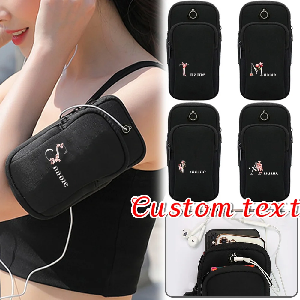 

Personalized Customization Name Black Arm Bag Universal Arm Strap Sports Phone Bag Running Arm Phone Holder Sports Phone Bag