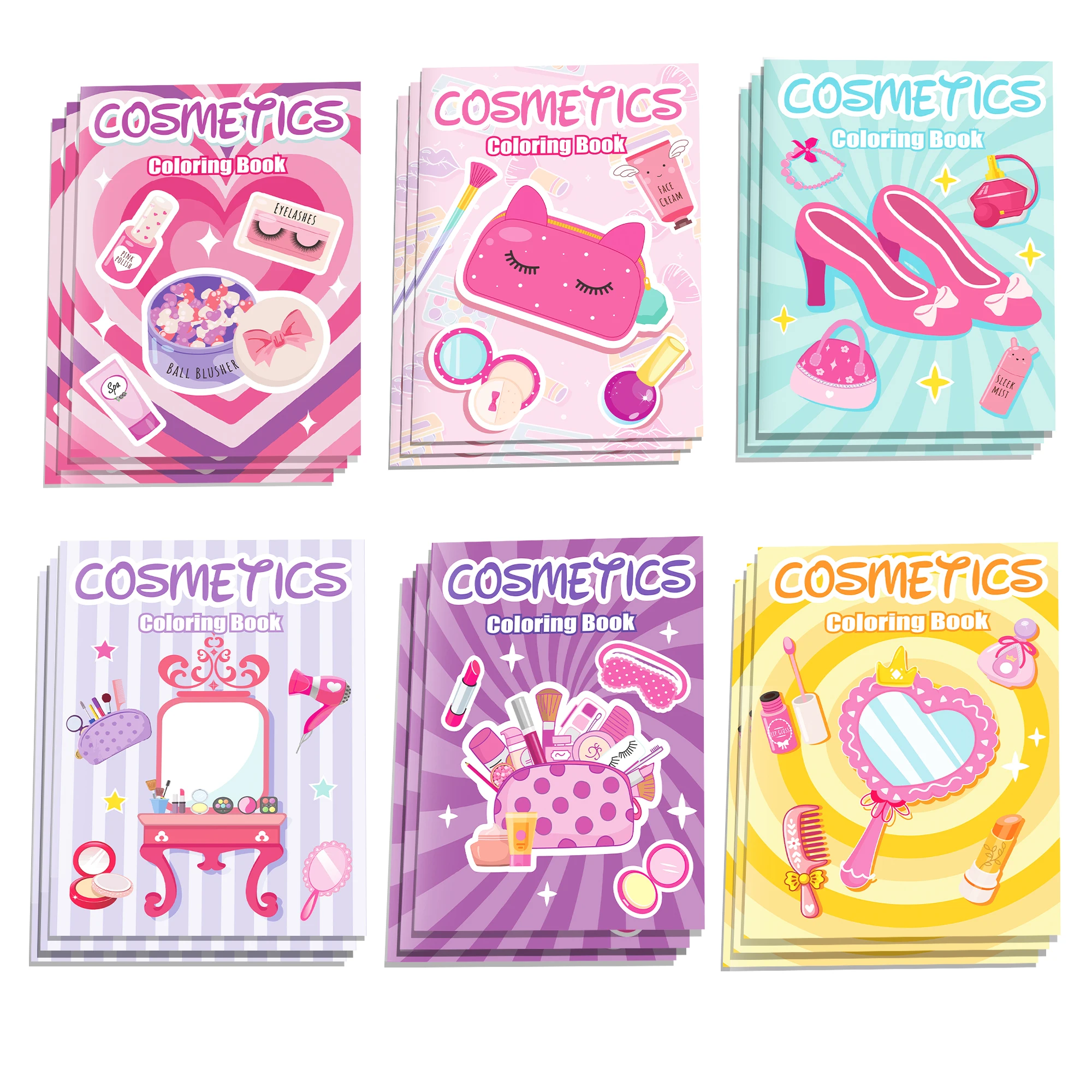 6/12/24Pcs Beauty Makeup Mini Coloring Books Fashion Cosmetic Theme Party Giveaways DIY Drawing Birthday Gift Supplies