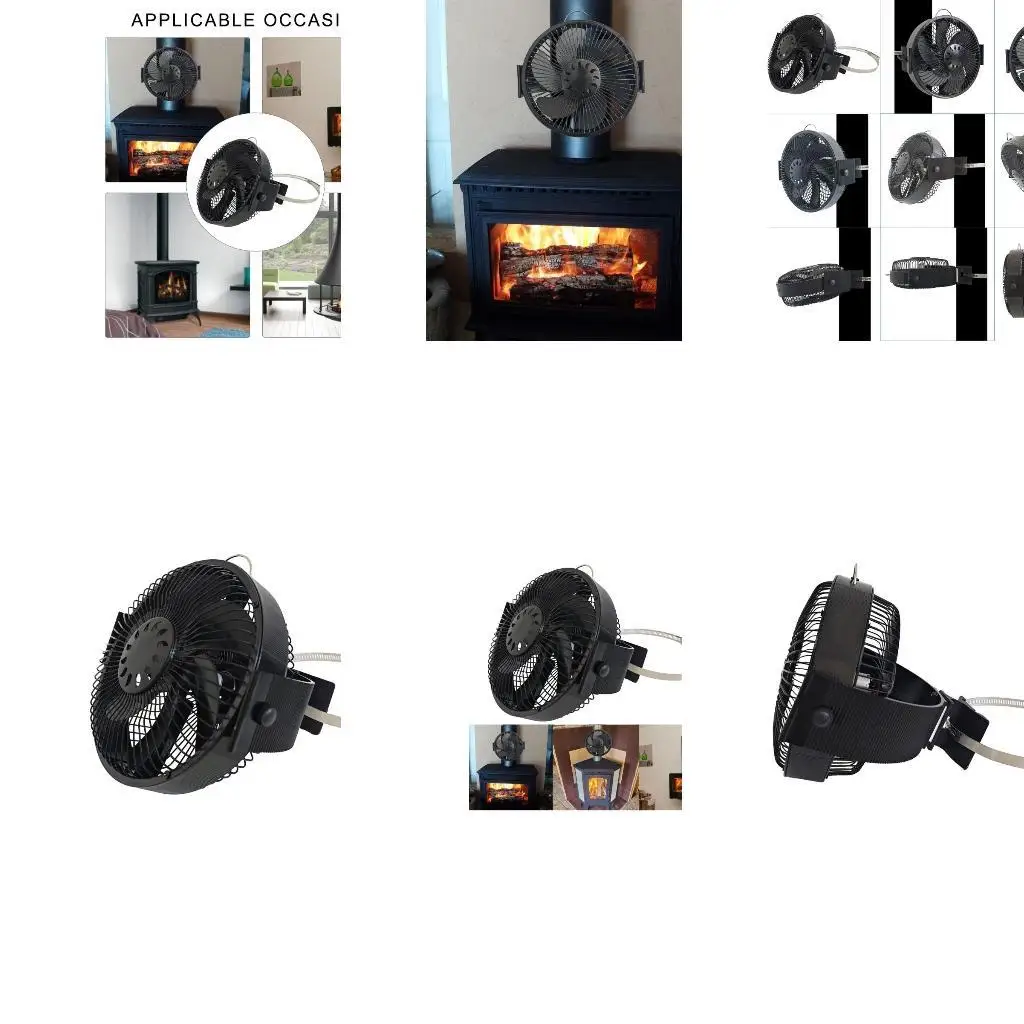 

652f Деревянная печь вентилятор Черные камины 6 листов тепловой вентилятор плита