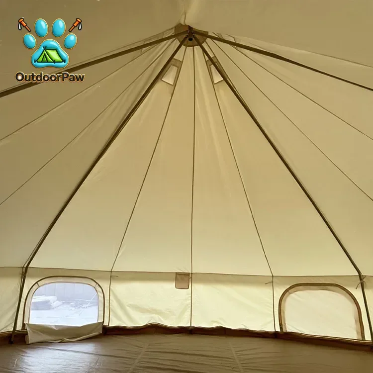 5M 6M 3M 4M Outdoor Camping Wedding Party Pyramid Mongolian Yurt Oxford Canvas Glamping Tent Without Central Poles