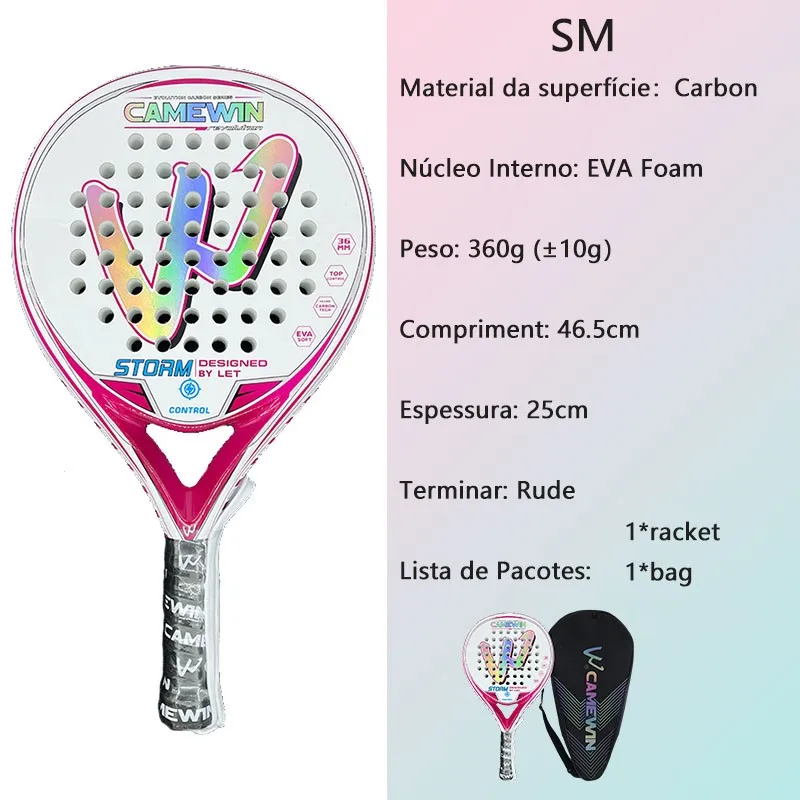 Camewin Paddle Racket Adult Prefessional Carbon Fiber Soft EVA Face Tennis Paddle Racquet Racket with Padle Bag Cover 2024 New