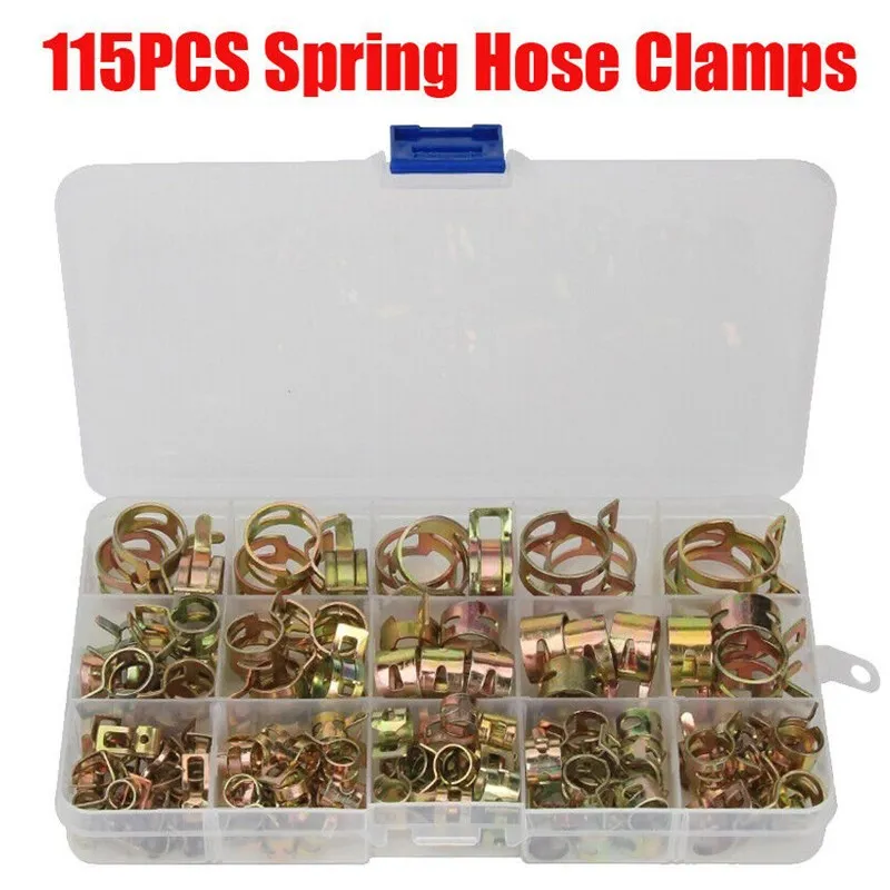 

Free Shipping 115Pcs/Set 6-22mm Spring Clip Hose Clamp Fastener Fuel Line Hose Water Pipe Air Tube Car Plumbing Tools