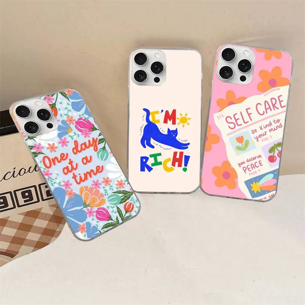Creative Art Text Pattern Phone Case For iPhone 17 16 15 14 13 12 11 Pro Max Plus Aurora Water Ripple Cover