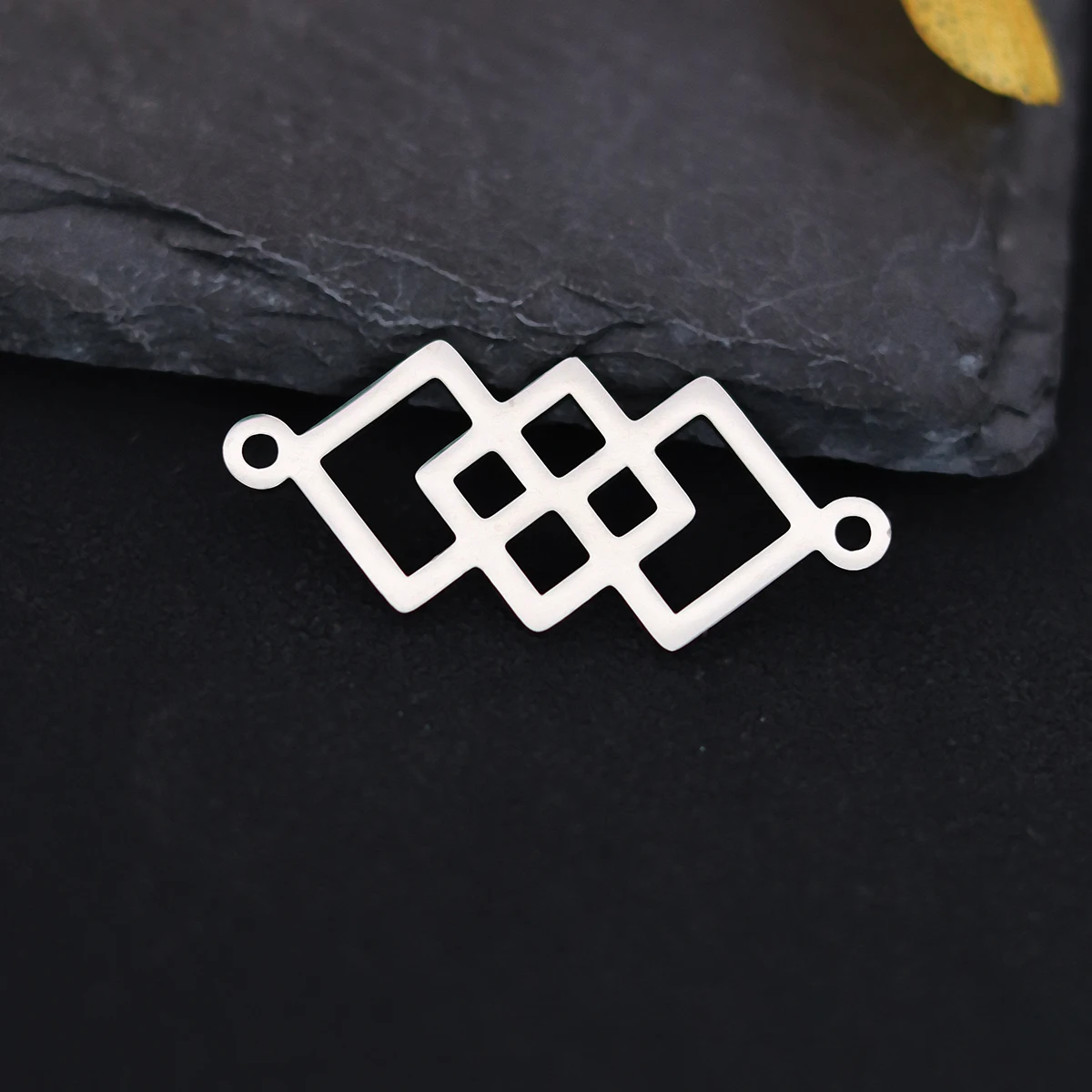 3pcs Geometric Pattern Triple Square Connector Stainless Steel Pendant Charms for Jewelry Making Necklace Earrings diy Supplies