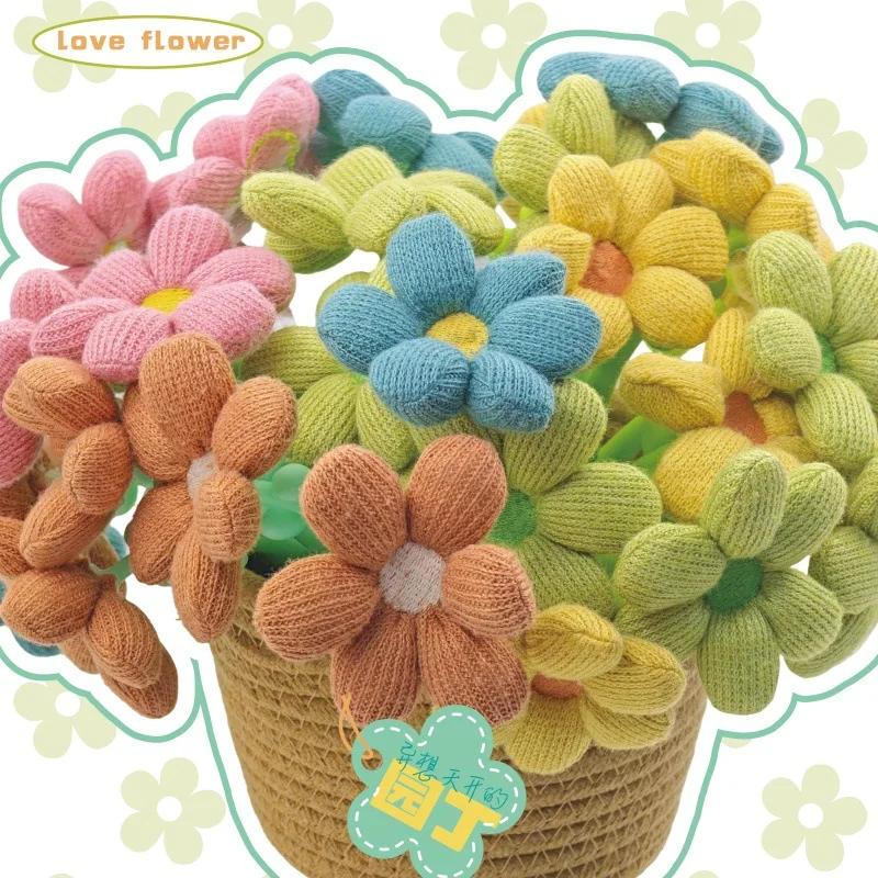 10PCS Factory Direct Sales Retro Wool Knitted Flower Neutral Pen Hand-crocheted Three-dimensional Sunflower Shape High-value Pen
