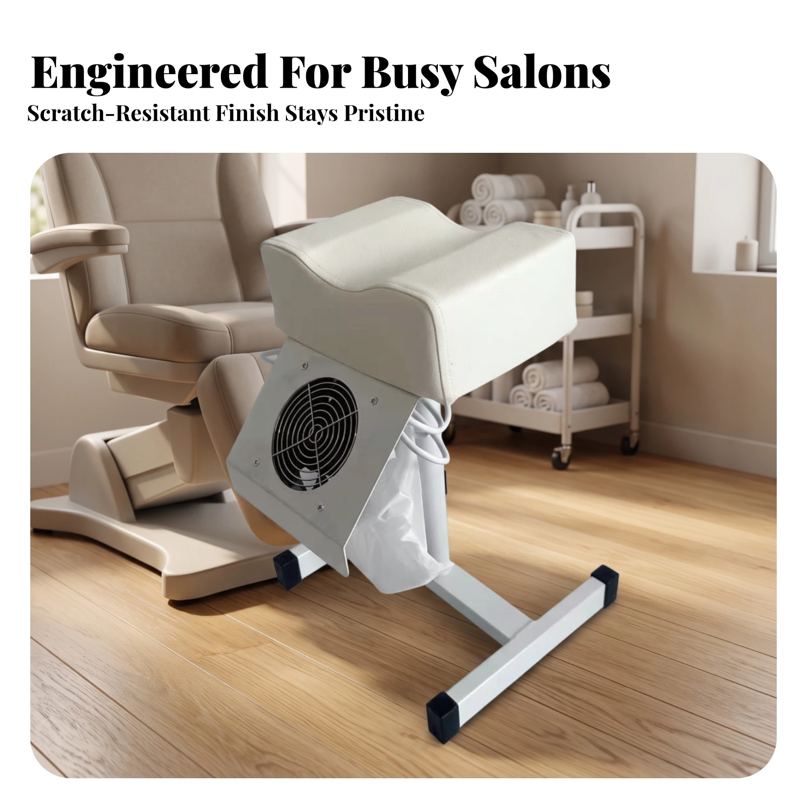 Pedicure Footrest with Drying Fan Stable Pedicure Footrest with Fan Furniture Padded for Pedicurists, Beauty Salons