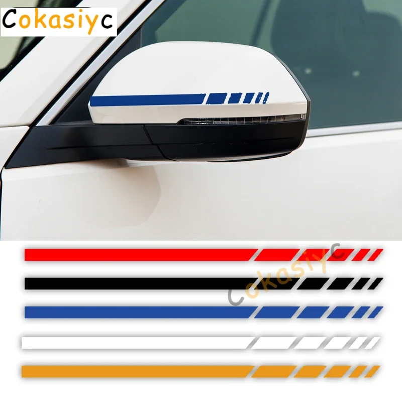 Hot Car Sticker 2 Sets 4PCS Truck Vinyl Stripe Rearview Side Mirror Decal Vehicle Body Accessories Black /Silver 20 * 0.7cm view 3