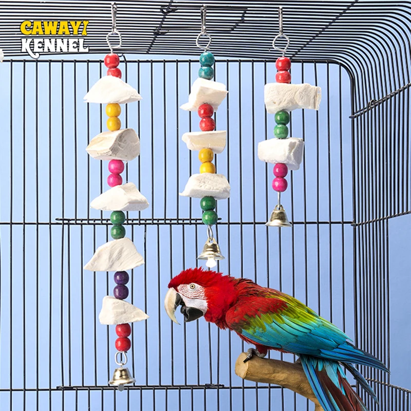 Random Color Hang Toy for Parrot Birds Training Cuttlefish Bones Calcium Supplements Bird Cage Perch Hamster Molars Chewing Toys