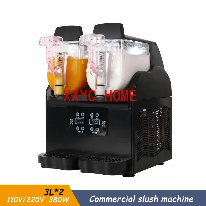 Double Tank 3L Commercial Slush Maker Cold Drink Slushie Frozen Ice Slushy Snow Slusher Melting Granita Chiller