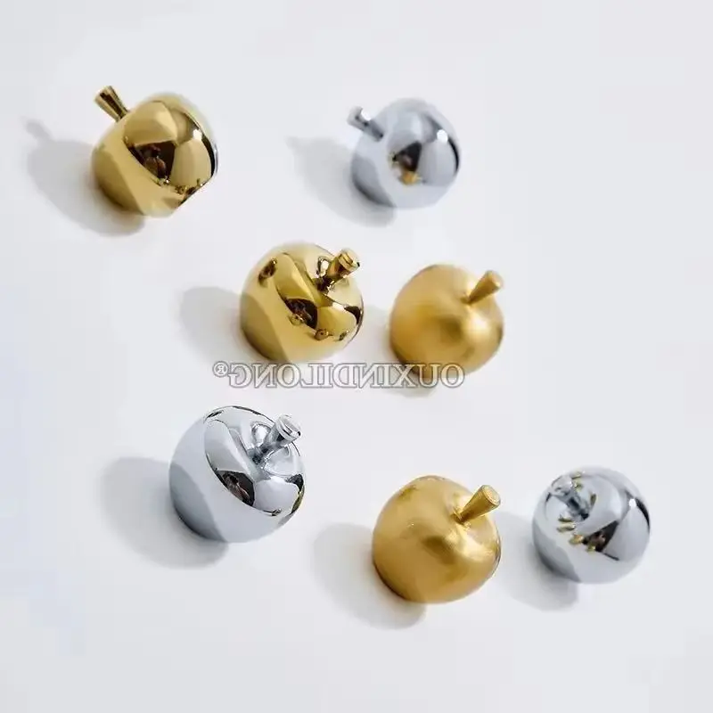 10PCS Solid Brass Apple Design Furniture Pulls Handles Drawer Knobs Cupboard Wardrobe Closet Dresser Wine Cabinet Pulls Knobs