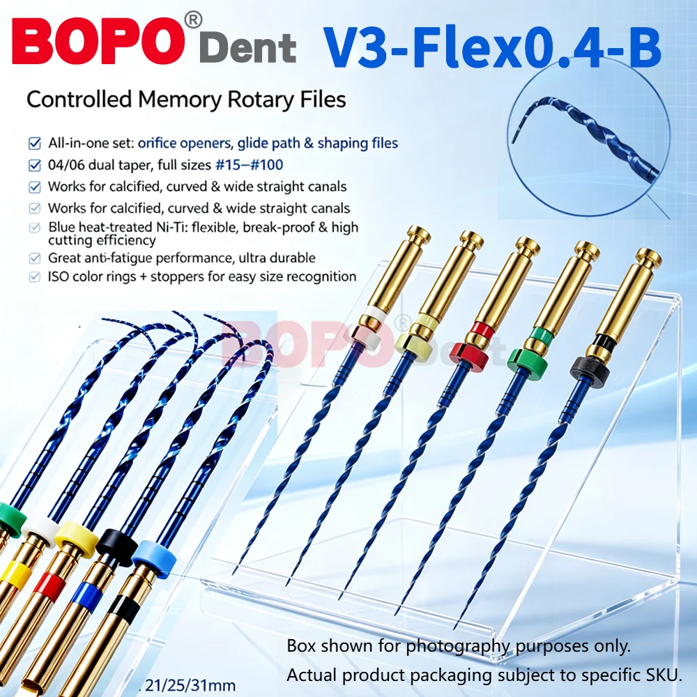 E-Flex pro Heat-Activated Rotary Nitinol Dental Root Canal Files Tooth Pulp 6Pcs/Box Thermally Activated Nickel-Titanium