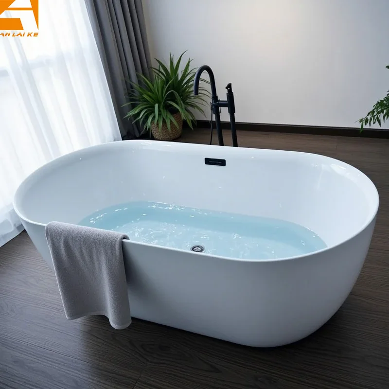 BathtubCheap UPC Lucite Acrylic Freestanding Bathtub For Adults Oval Stackable Bath Modern Design Soaking Tub Wholesale Bulk Ord