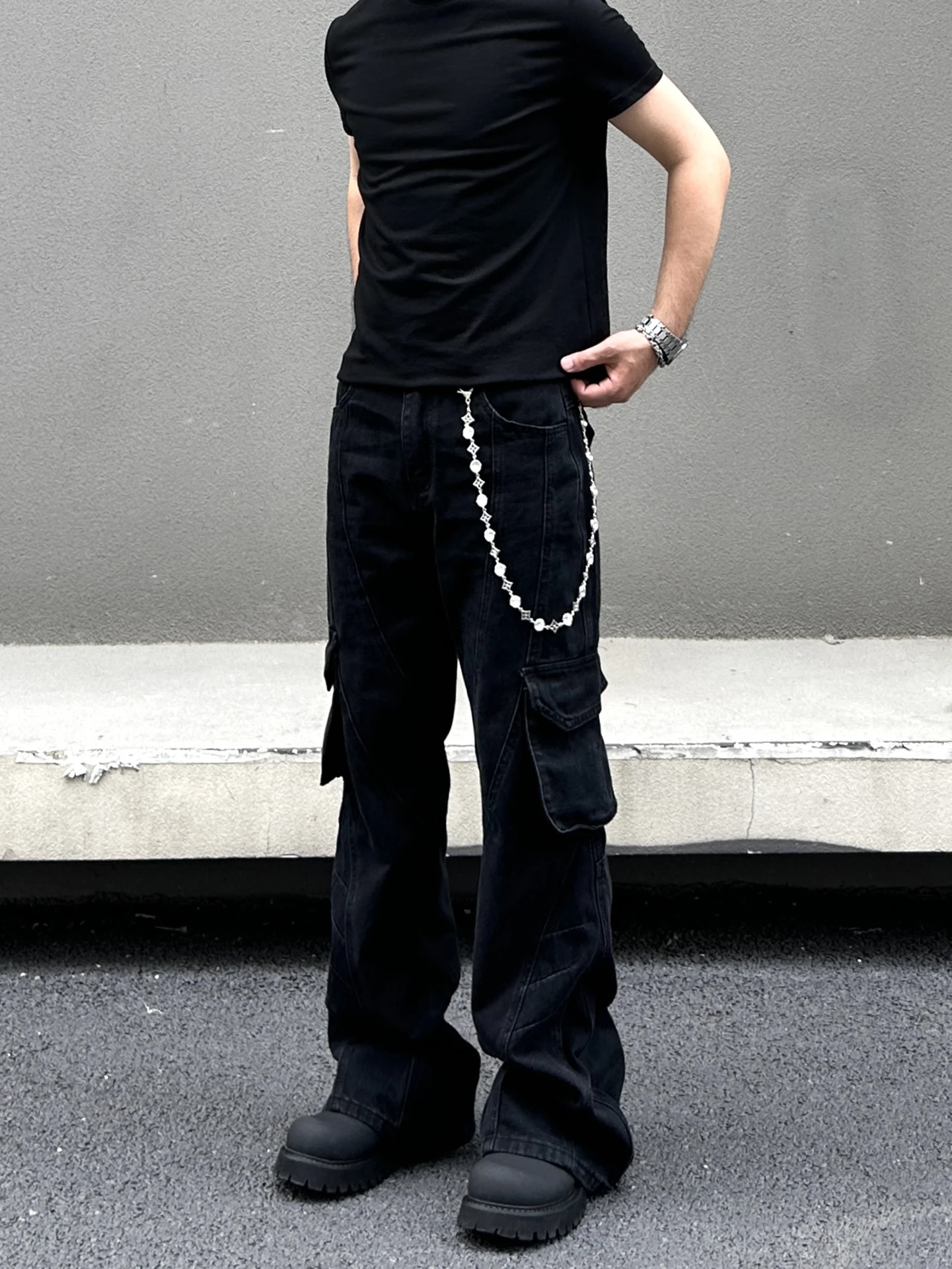 

Американские джинсы-клеш в стиле High Street Heavy Du, деконструированные, винтажные, свободные, прямые, рабочие, длинные брюки для мужчин и женщин