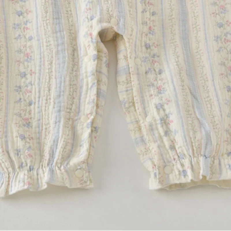 0-2J Herbst Baby-Body Lässiger Baumwoll-Strampler Hautfreundlich für Neugeborene Blumendruck Lange Ärmel Weiche Atmungsaktive Babykleidung – Detail 5