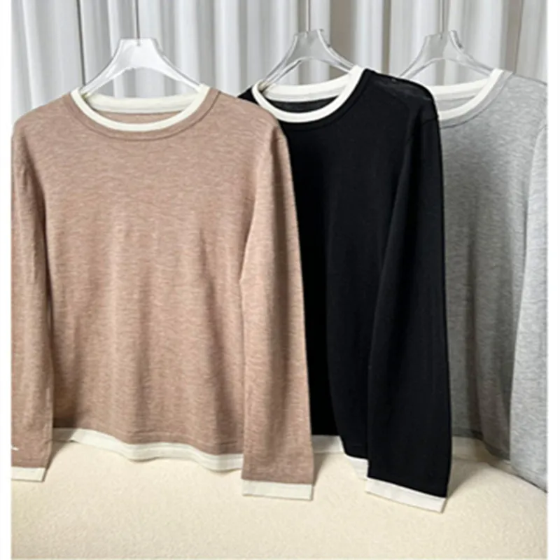 Autumn New Wool Cashmere Casual All-match Casual Style Fake Two-piece Loose Knit Sweater for Women