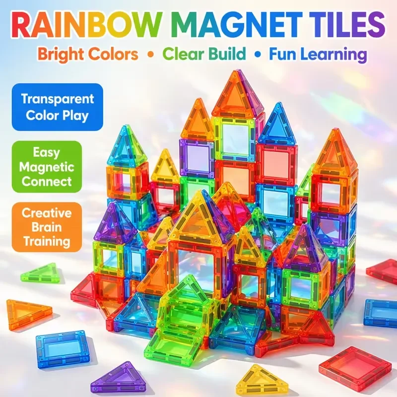Magnetic Building Blocks Set STEM Educational Construction Toys for Kids Creative DIY Magnet Tiles Learning Game Gift for