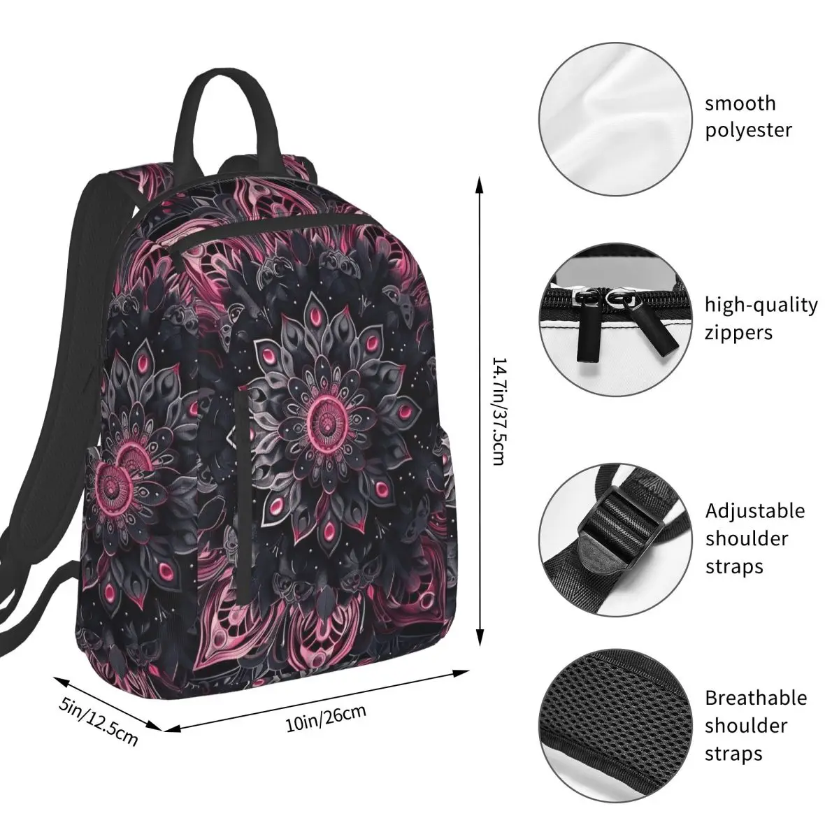 Mandala Bohemia Backpack Student BookBag Kids School Bag Laptop Shoulder Bags Men Women