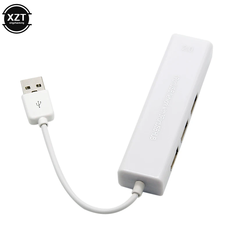 Scheda di rete da USB Ethernet a RJ45 adattatore Lan da 10/100 Mbps con HUB USB 2.0 a 3 porte per PC portatile Mac iOS Xiaomi Mi Box