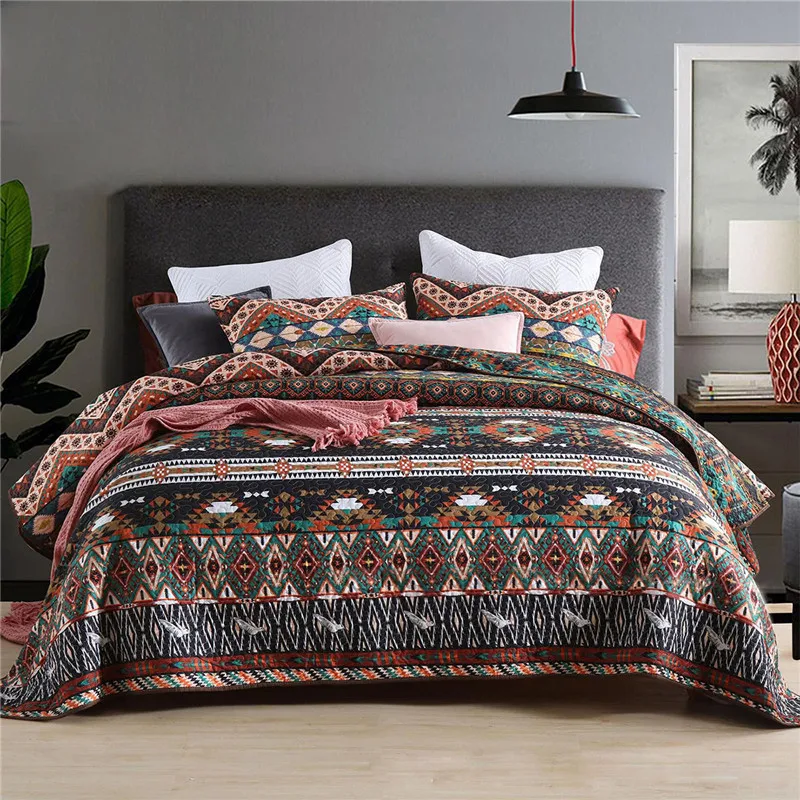 Bohemian Padded Home Quilted Bedspread on The Bed Linen Summer Duvet Quilt Blanket in Bedroom Coverlet Cubrecam Bed Cover Colcha