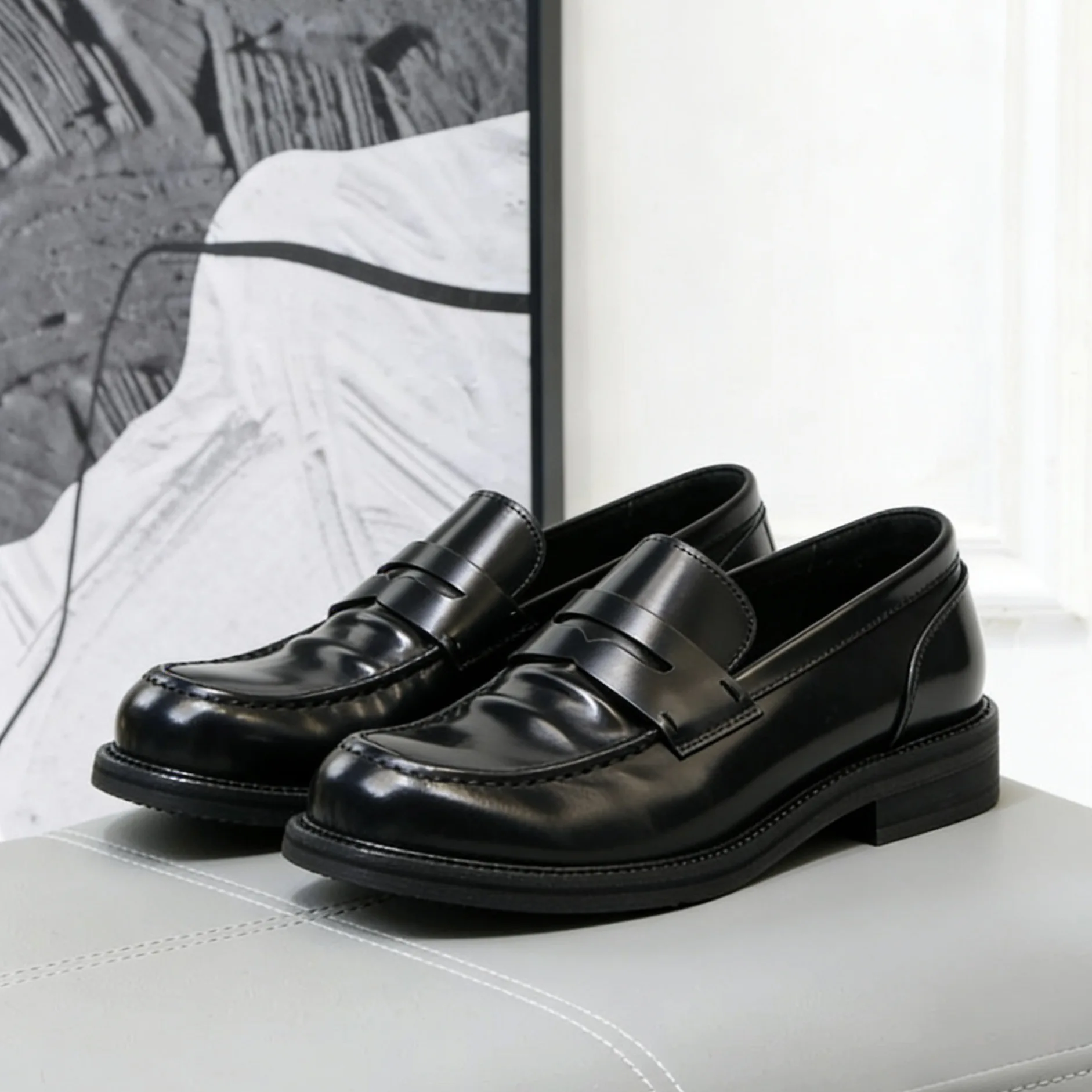 Business-style Casual Leather Shoes High-end and Fashionable Trendy Handmade Men's Loafers