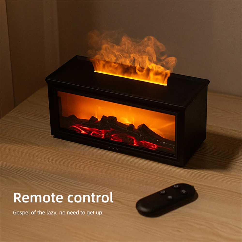 Retro Fireplace Silent Aroma Diffuser 3D Simulated Fireplace Flame Humidifier Home Desktop Humidifier